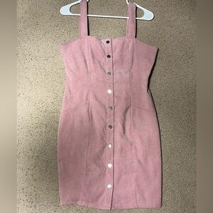 Pink Corduroy Button-Front Mini Dress | SHEIN | Size Small